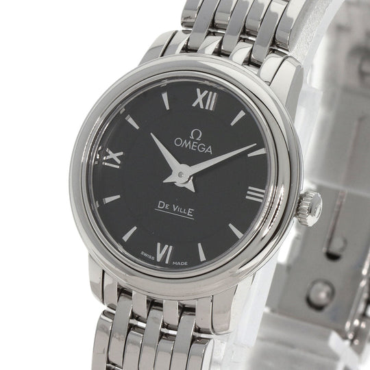 OMEGA Watches Quartz 424.10.24.60.01.001 Stainless Steel , Stainless Steel Silver De Ville Prestige black dial Women Used Authentic