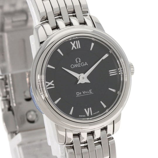 OMEGA Watches Quartz 424.10.24.60.01.001 Stainless Steel , Stainless Steel Silver De Ville Prestige black dial Women Used Authentic