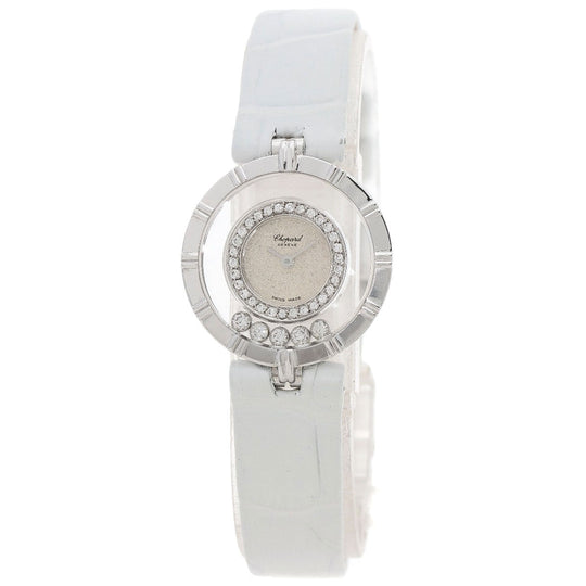 Chopard Watches Quartz 20/5681 K18WG, leather Silver Happy Diamonds Maker Complete Silver dial Women Used Authentic