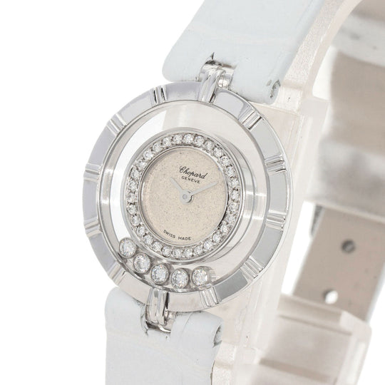 Chopard Watches Quartz 20/5681 K18WG, leather Silver Happy Diamonds Maker Complete Silver dial Women Used Authentic