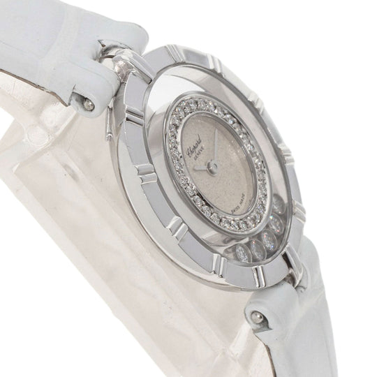 Chopard Watches Quartz 20/5681 K18WG, leather Silver Happy Diamonds Maker Complete Silver dial Women Used Authentic
