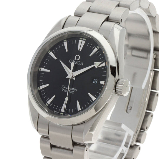 OMEGA Watches Quartz 2518.50 Stainless Steel , Stainless Steel Silver Aqua Terra black dial mens Used Authentic