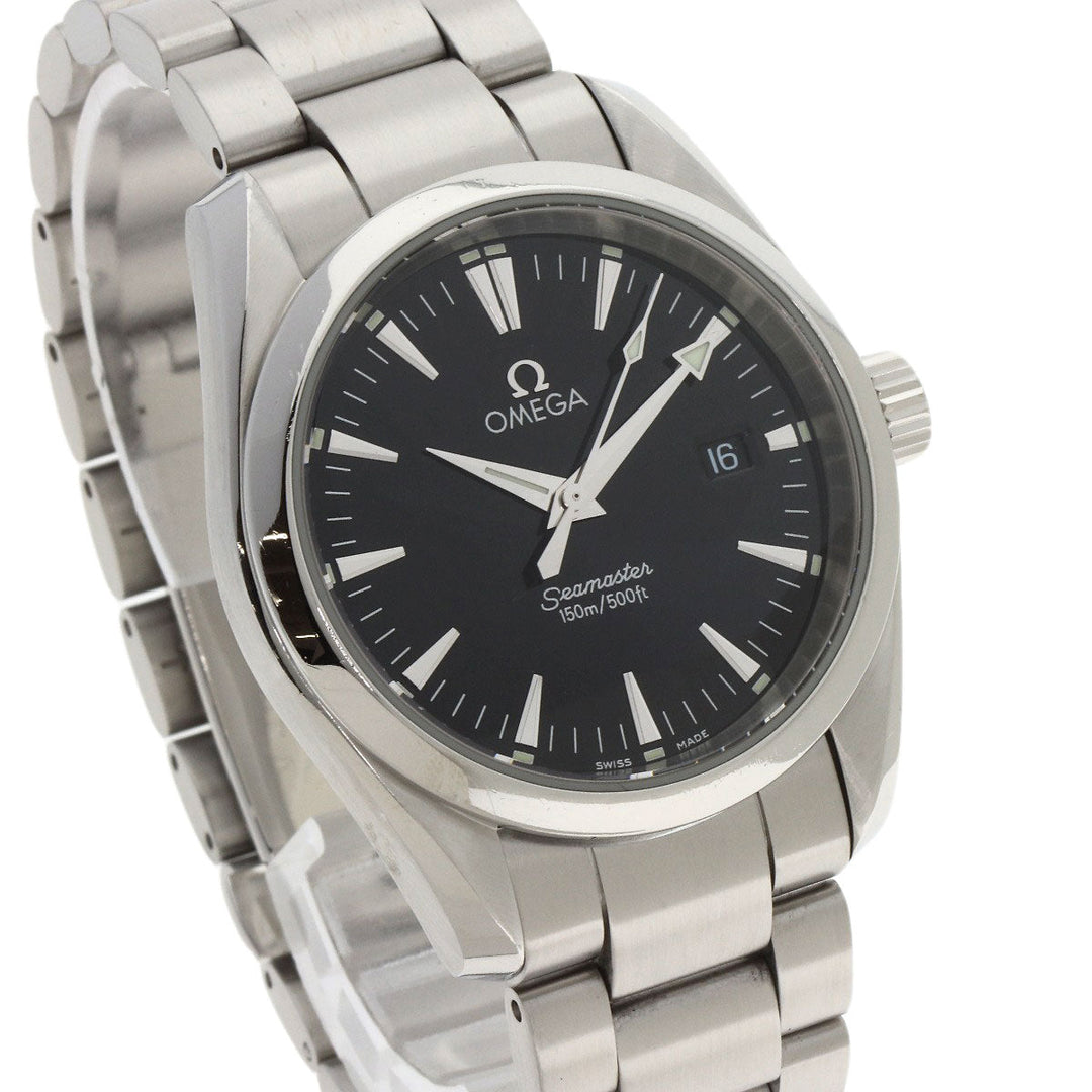 OMEGA Watches Quartz 2518.50 Stainless Steel , Stainless Steel Silver Aqua Terra black dial mens Used Authentic