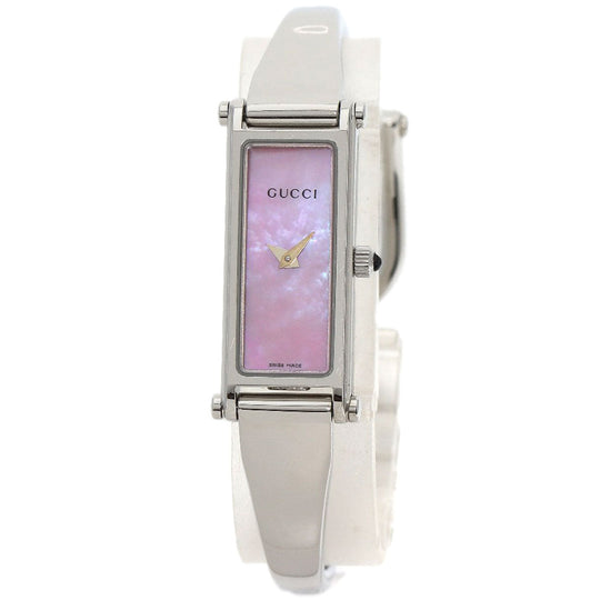 GUCCI Watches Quartz Stainless Steel , Stainless Steel Silver 1500L Pink shell dial Women Used Authentic