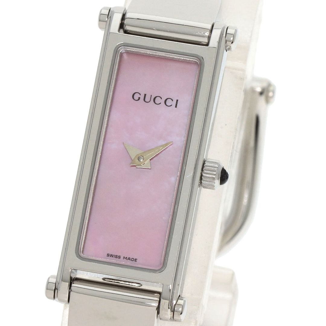 GUCCI Watches Quartz Stainless Steel , Stainless Steel Silver 1500L Pink shell dial Women Used Authentic