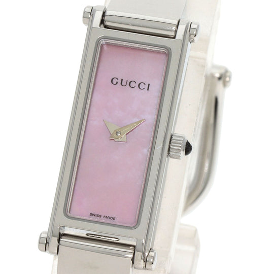 GUCCI Watches Quartz Stainless Steel , Stainless Steel Silver 1500L Pink shell dial Women Used Authentic