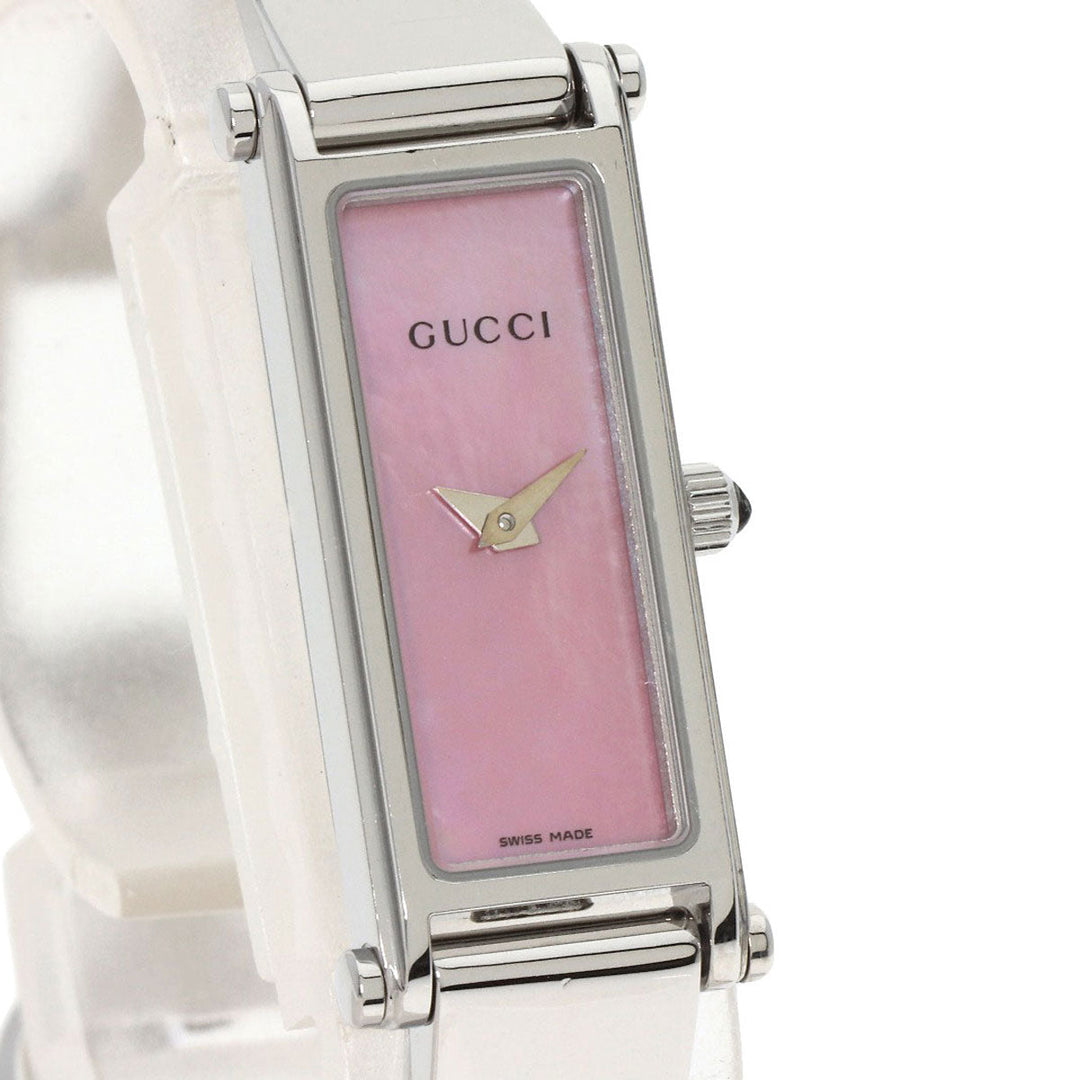 GUCCI Watches Quartz Stainless Steel , Stainless Steel Silver 1500L Pink shell dial Women Used Authentic