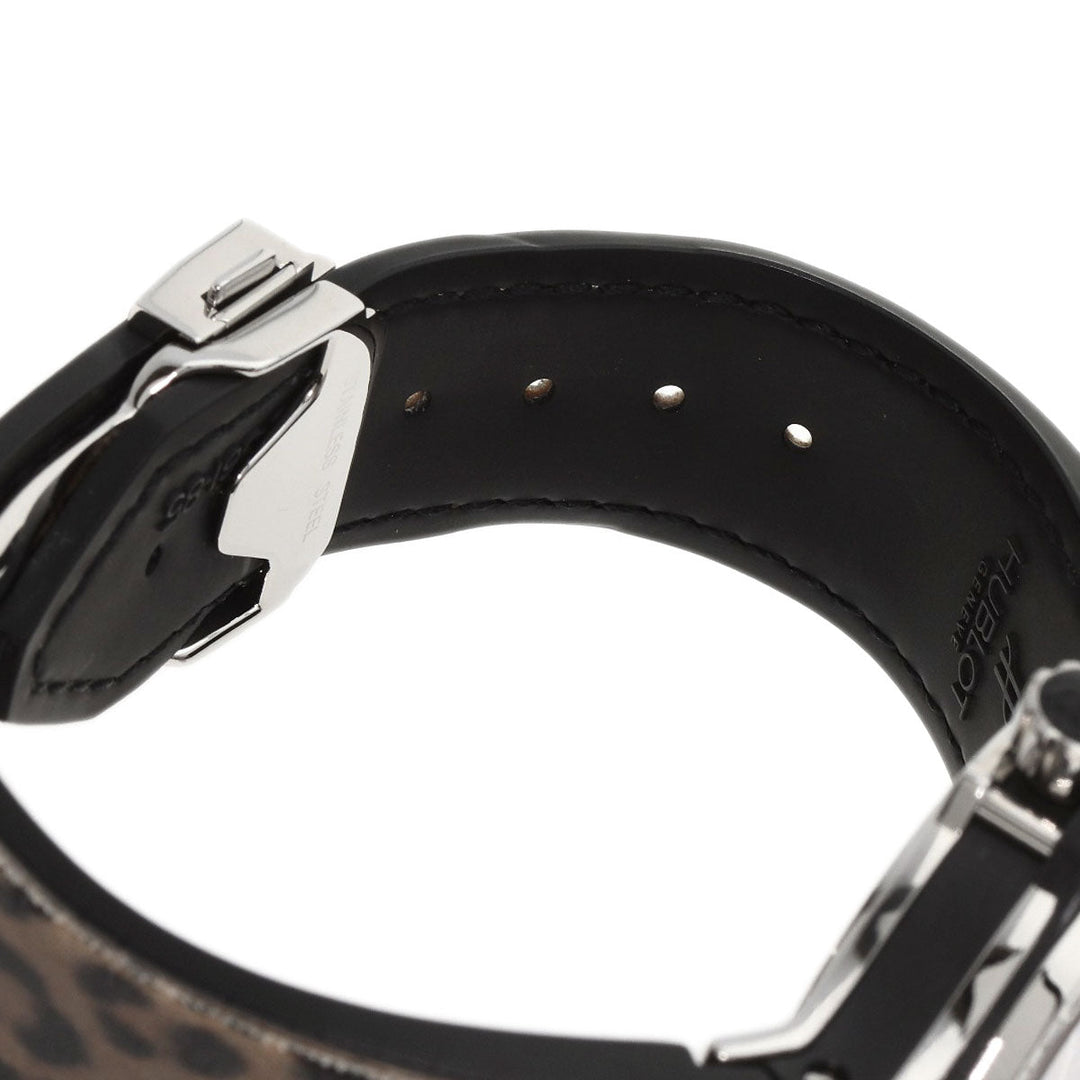 HUBLOT Watches Quartz Stainless Steel, Rubber Silver Big Bang Snow Leopard Bezel Diamond Leopard Pattern Leopard Pattern dial mens Used Authentic