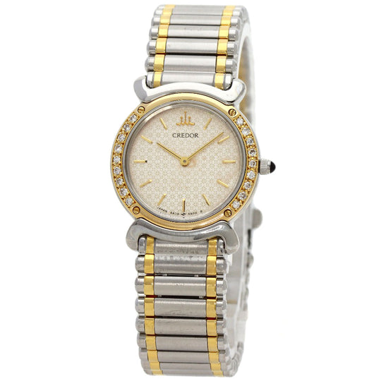 SEIKO Watches Quartz 5A70-0210 Stainless Steel gold CREDOR round face Ivory dial