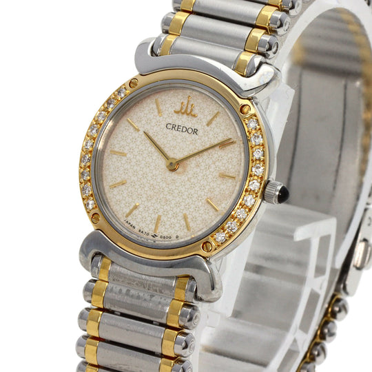 SEIKO Watches Quartz 5A70-0210 Stainless Steel gold CREDOR round face Ivory dial