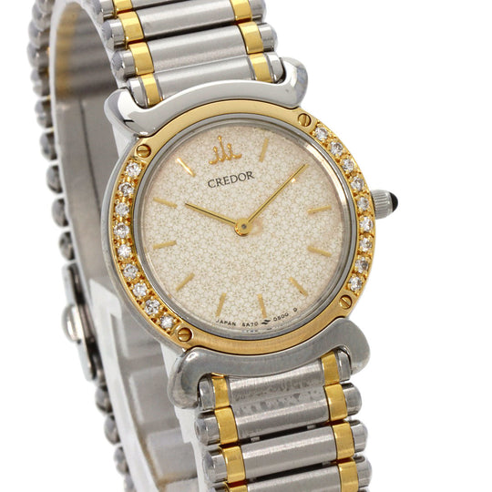 SEIKO Watches Quartz 5A70-0210 Stainless Steel gold CREDOR round face Ivory dial