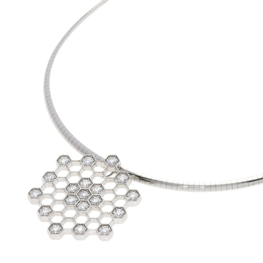 MIKIMOTO Necklace K18WG Silver Diamond Omega Chain Women Used Authentic