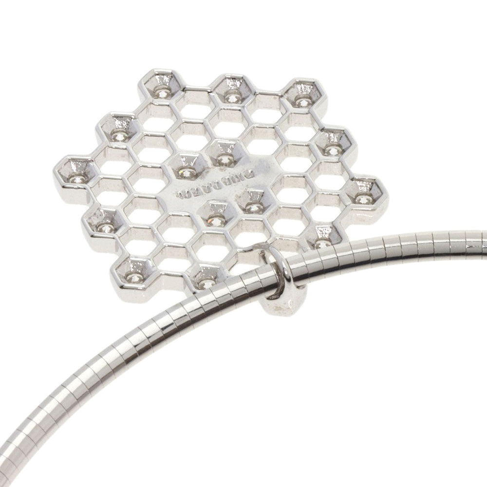 MIKIMOTO Necklace K18WG Silver Diamond Omega Chain Women Used Authentic