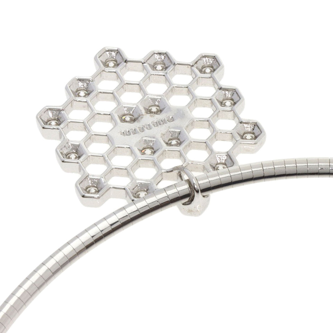 MIKIMOTO Necklace K18WG Silver Diamond Omega Chain Women Used Authentic