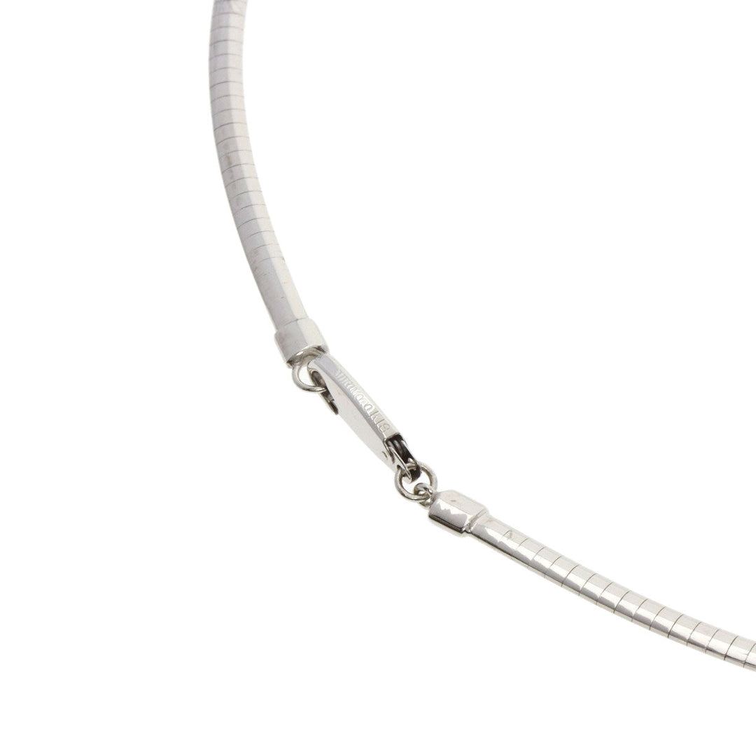 MIKIMOTO Necklace K18WG Silver Diamond Omega Chain Women Used Authentic
