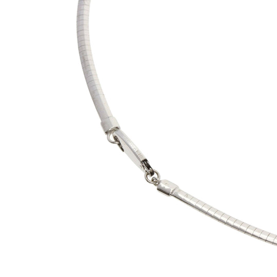 MIKIMOTO Necklace K18WG Silver Diamond Omega Chain Women Used Authentic
