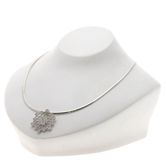 MIKIMOTO Necklace K18WG Silver Diamond Omega Chain Women Used Authentic
