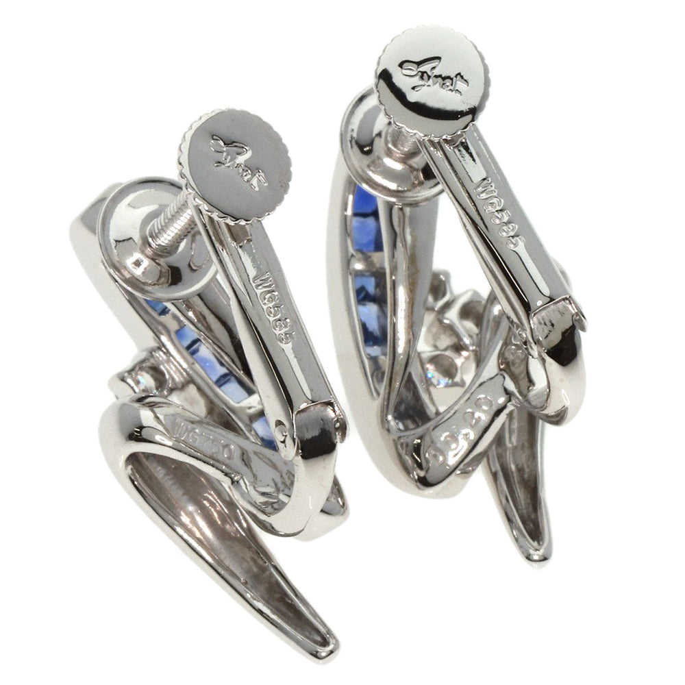 JUNE Earring K18WG , K14WG Silver Sapphire diamond Women Used Authentic