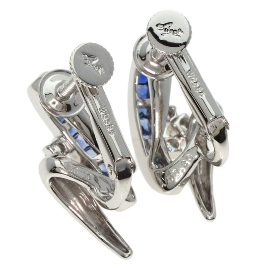 JUNE Earring K18WG , K14WG Silver Sapphire diamond Women Used Authentic
