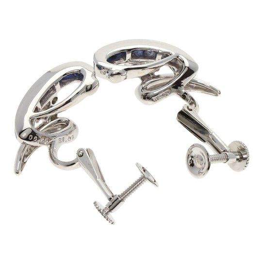 JUNE Earring K18WG , K14WG Silver Sapphire diamond Women Used Authentic