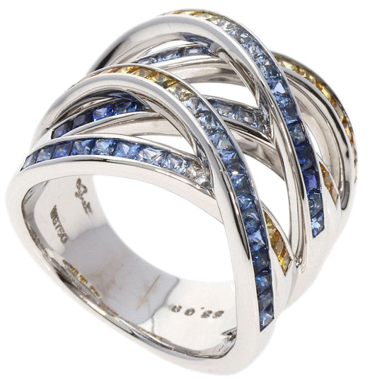JUNE Ring K18WG Silver sapphire Women Used Authentic