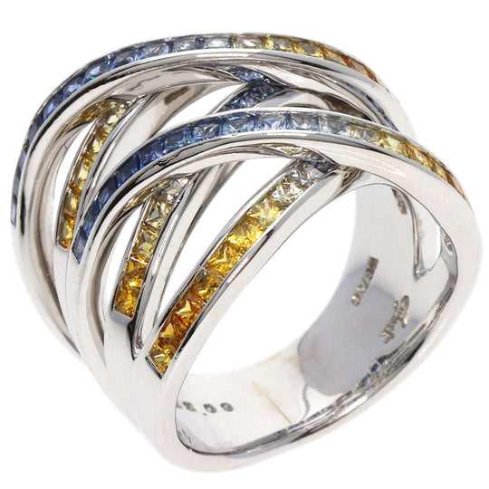 JUNE Ring K18WG Silver sapphire Women Used Authentic