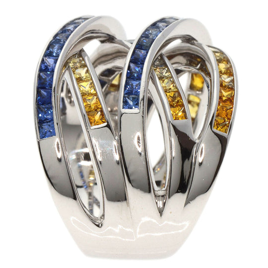 JUNE Ring K18WG Silver sapphire Women Used Authentic