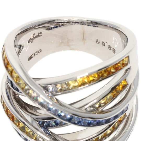 JUNE Ring K18WG Silver sapphire Women Used Authentic