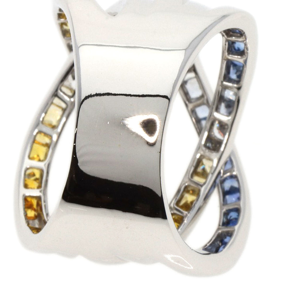 JUNE Ring K18WG Silver sapphire Women Used Authentic