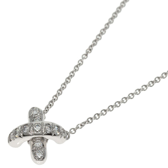 TIFFANY&Co. Necklace PT950 Silver Cross stitch diamond Women Used Authentic