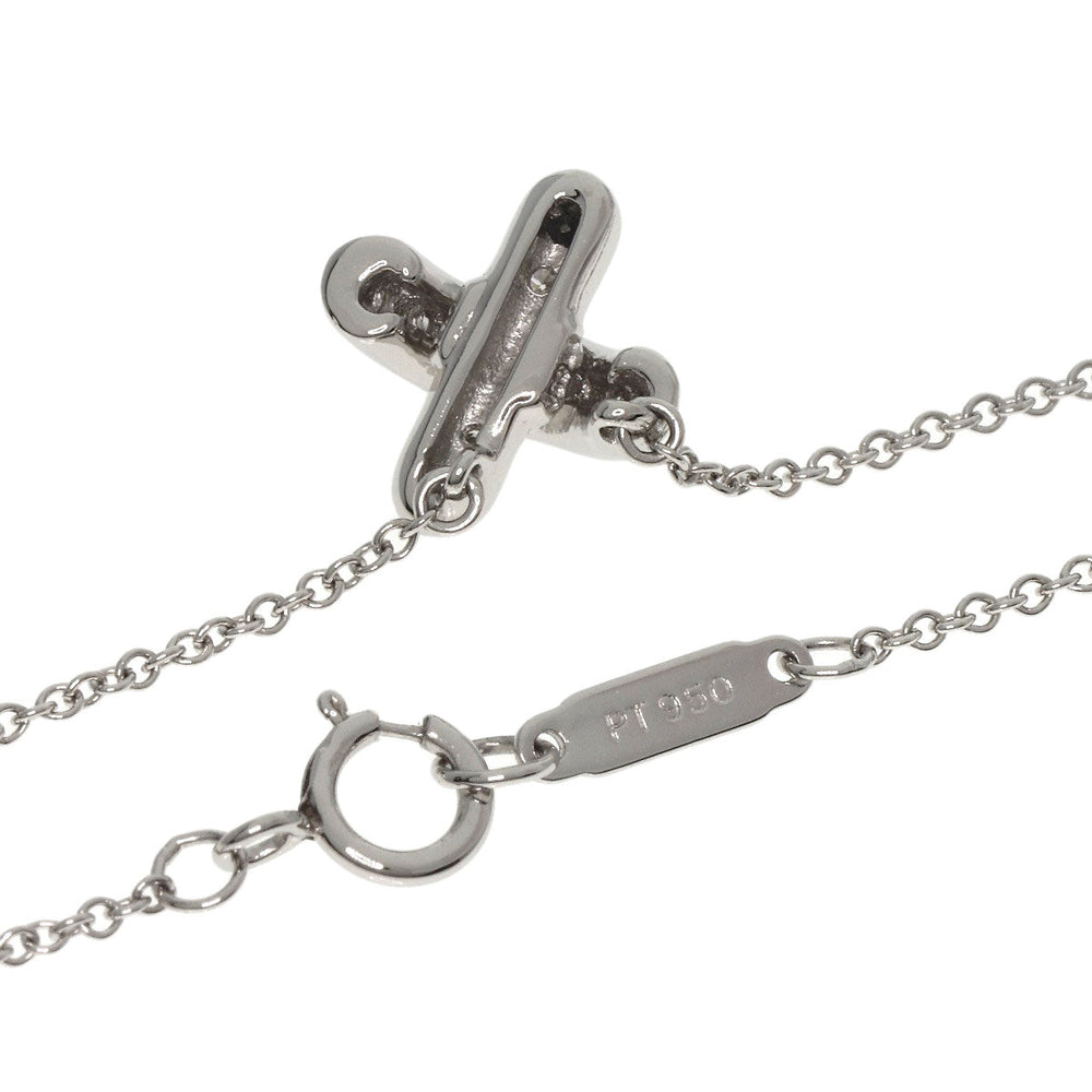 TIFFANY&Co. Necklace PT950 Silver Cross stitch diamond Women Used Authentic