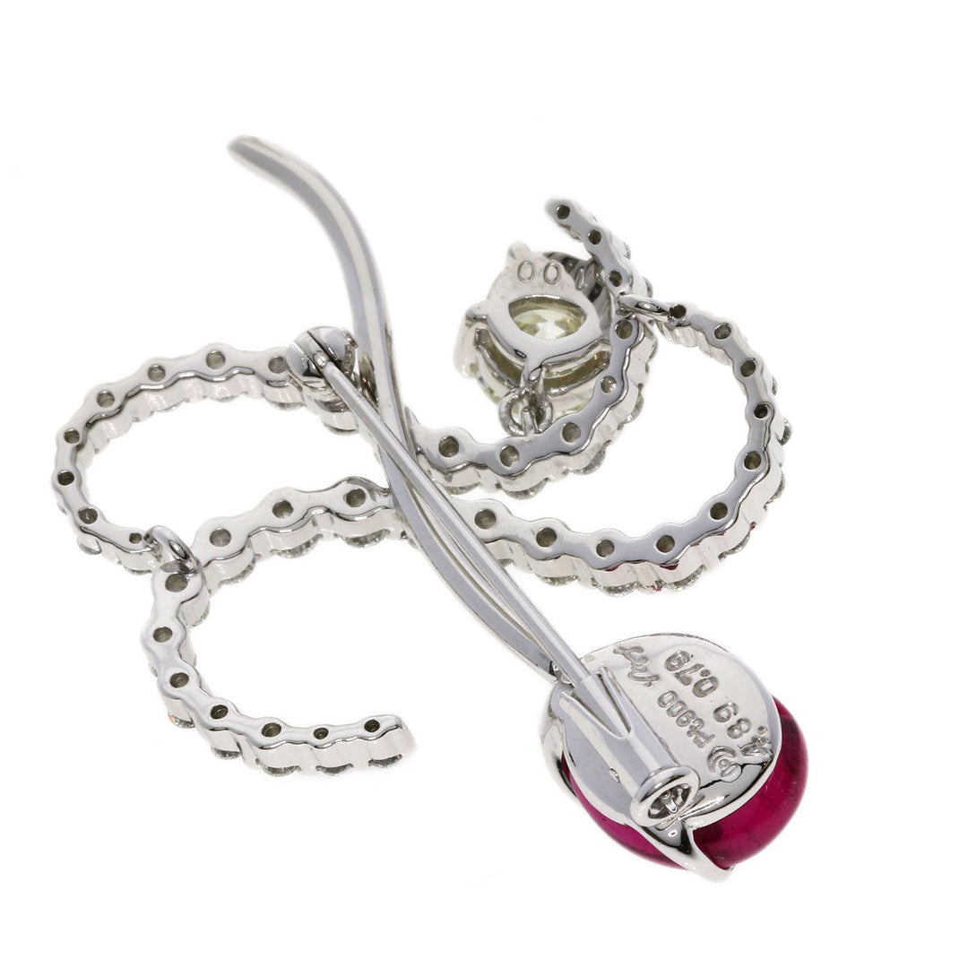 TASAKI Brooch PT900 Silver Pink Tourmaline Diamond Women Used Authentic