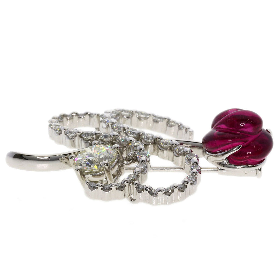 TASAKI Brooch PT900 Silver Pink Tourmaline Diamond Women Used Authentic