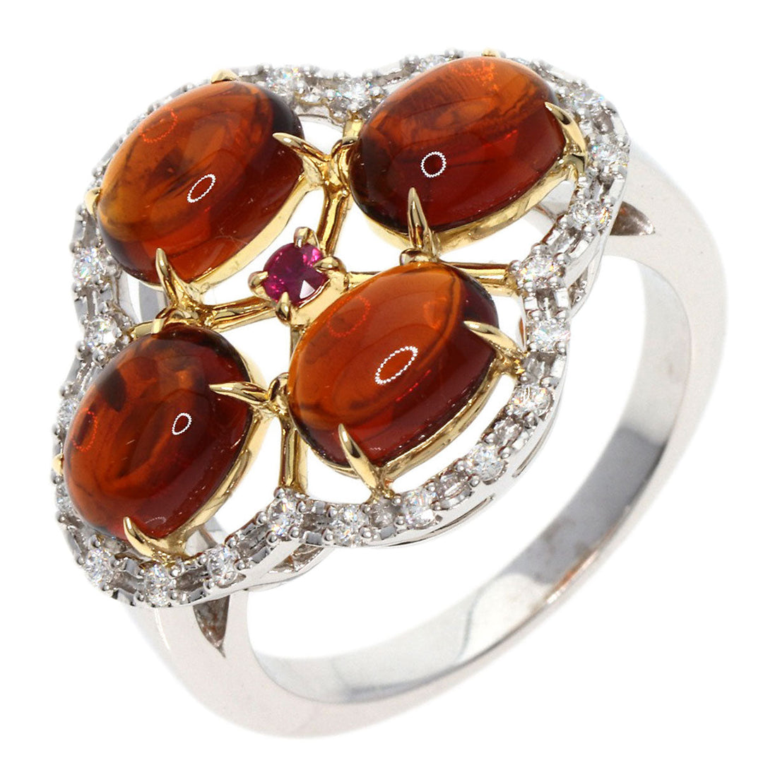 TASAKI Ring K18WG Silver Madeira Citrine Ruby Diamond