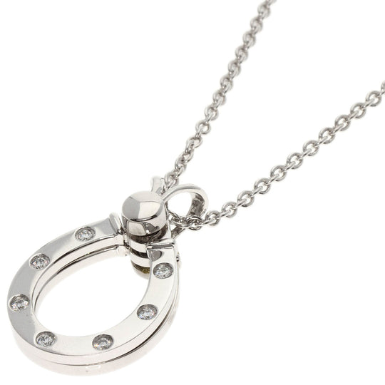 WALTHAM Necklace K18WG Silver Horseshoe Diamond Swing Women Used Authentic