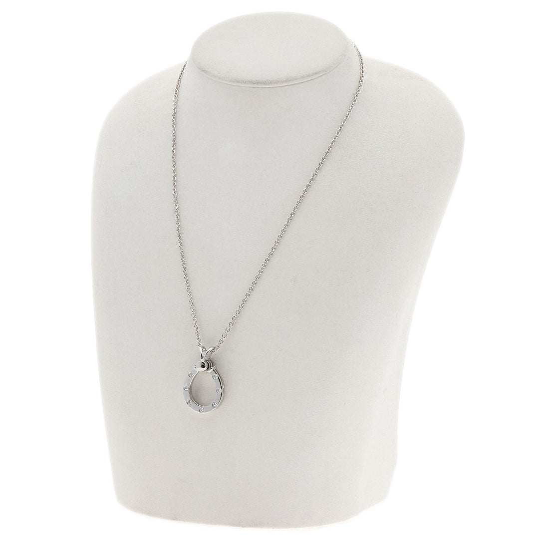 WALTHAM Necklace K18WG Silver Horseshoe Diamond Swing Women Used Authentic