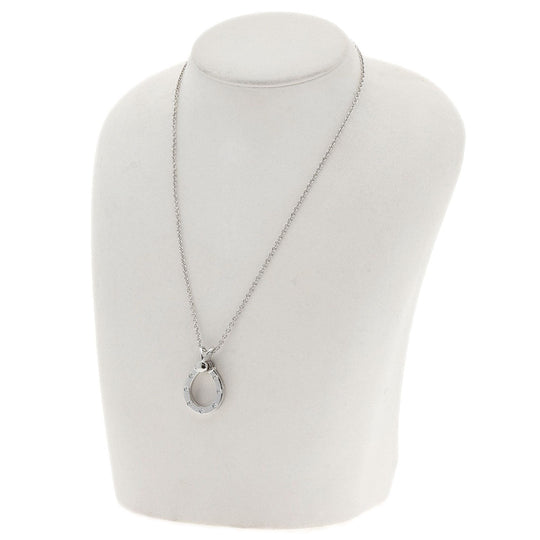 WALTHAM Necklace K18WG Silver Horseshoe Diamond Swing Women Used Authentic