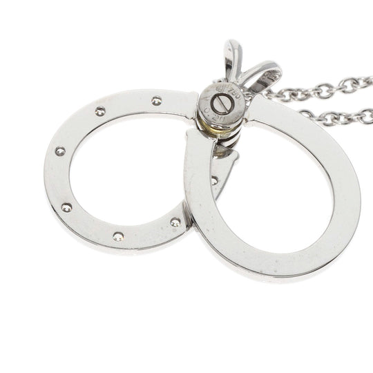 WALTHAM Necklace K18WG Silver Horseshoe Diamond Swing Women Used Authentic