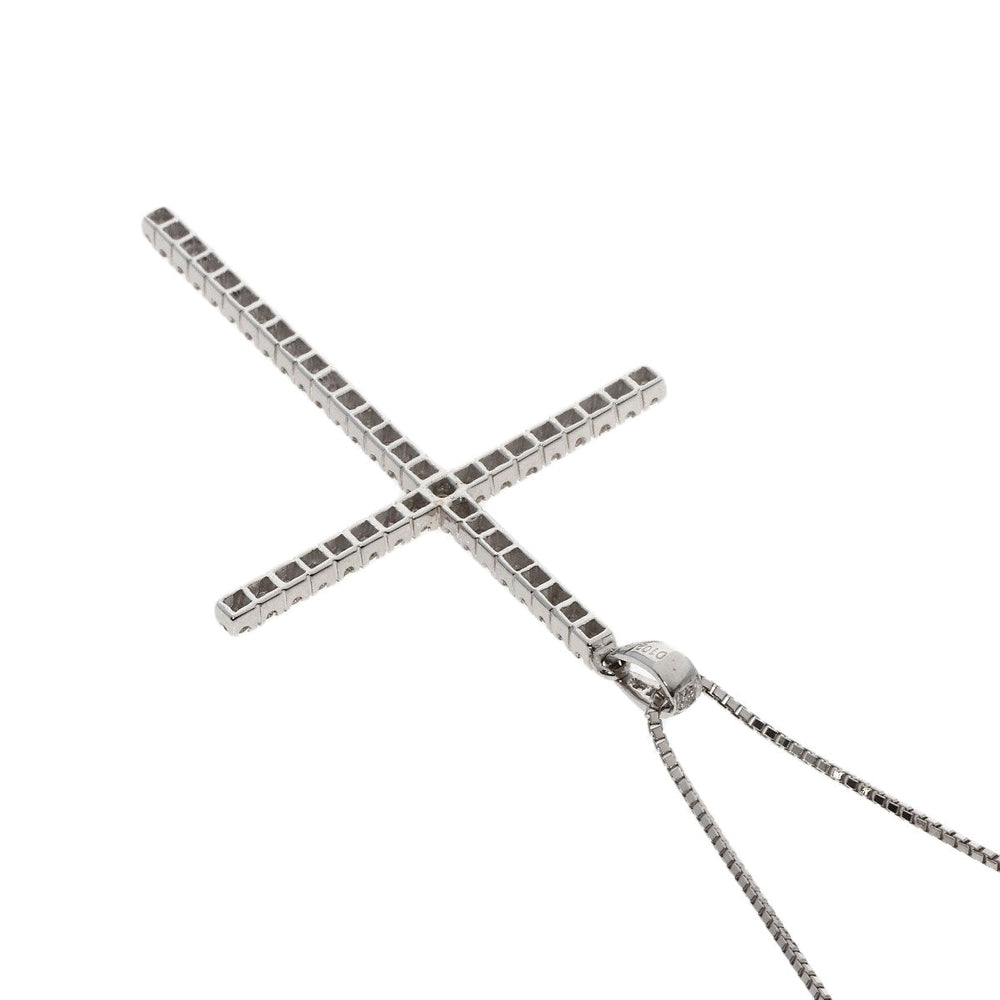 MONNICKENDAM Necklace K18WG , PT850 Silver Large cross diamond Women Used Authentic