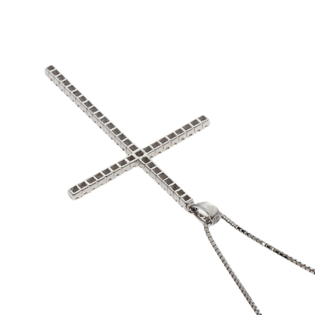 MONNICKENDAM Necklace K18WG , PT850 Silver Large cross diamond Women Used Authentic
