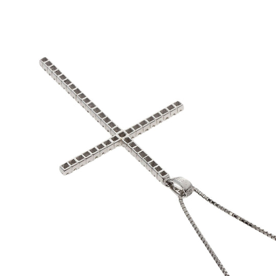 MONNICKENDAM Necklace K18WG , PT850 Silver Large cross diamond Women Used Authentic