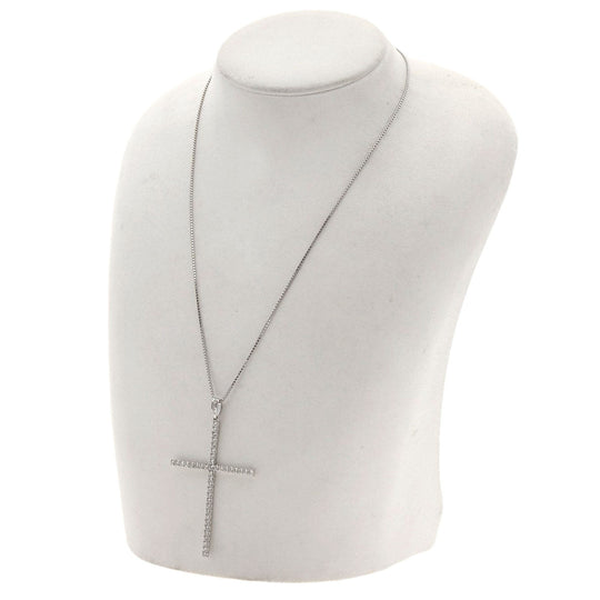 MONNICKENDAM Necklace K18WG , PT850 Silver Large cross diamond Women Used Authentic