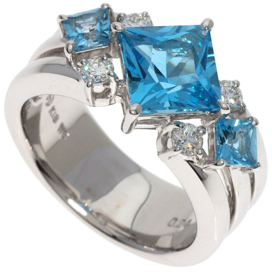 TASAKI Ring K18WG Silver Blue Topaz diamond Women Used Authentic
