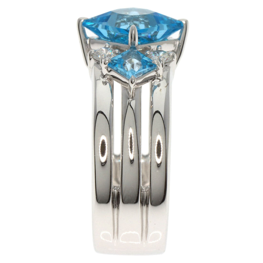 TASAKI Ring K18WG Silver Blue Topaz diamond Women Used Authentic