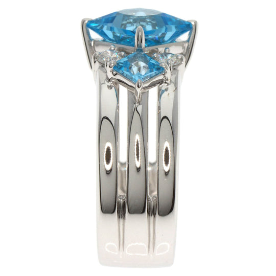 TASAKI Ring K18WG Silver Blue Topaz diamond Women Used Authentic