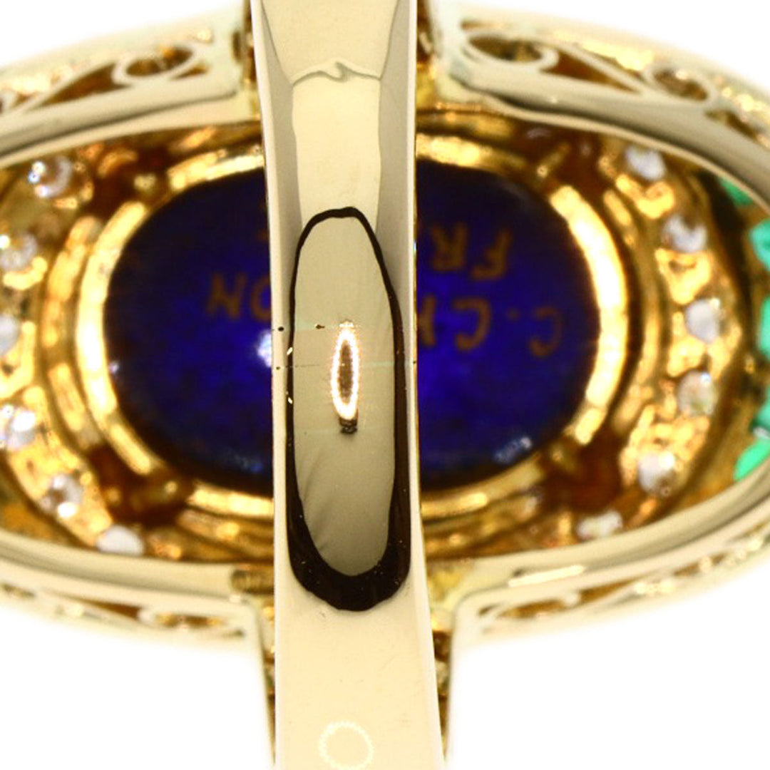 MITSUO KAJI Ring 18K Yellow Gold gold Emayu Emerald Diamond Women Used Authentic