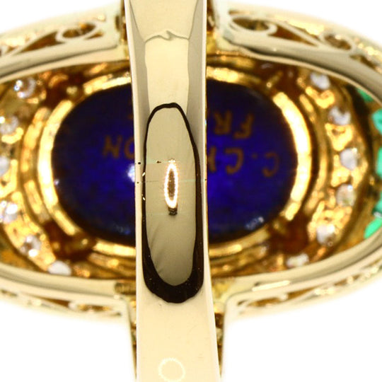 MITSUO KAJI Ring 18K Yellow Gold gold Emayu Emerald Diamond Women Used Authentic
