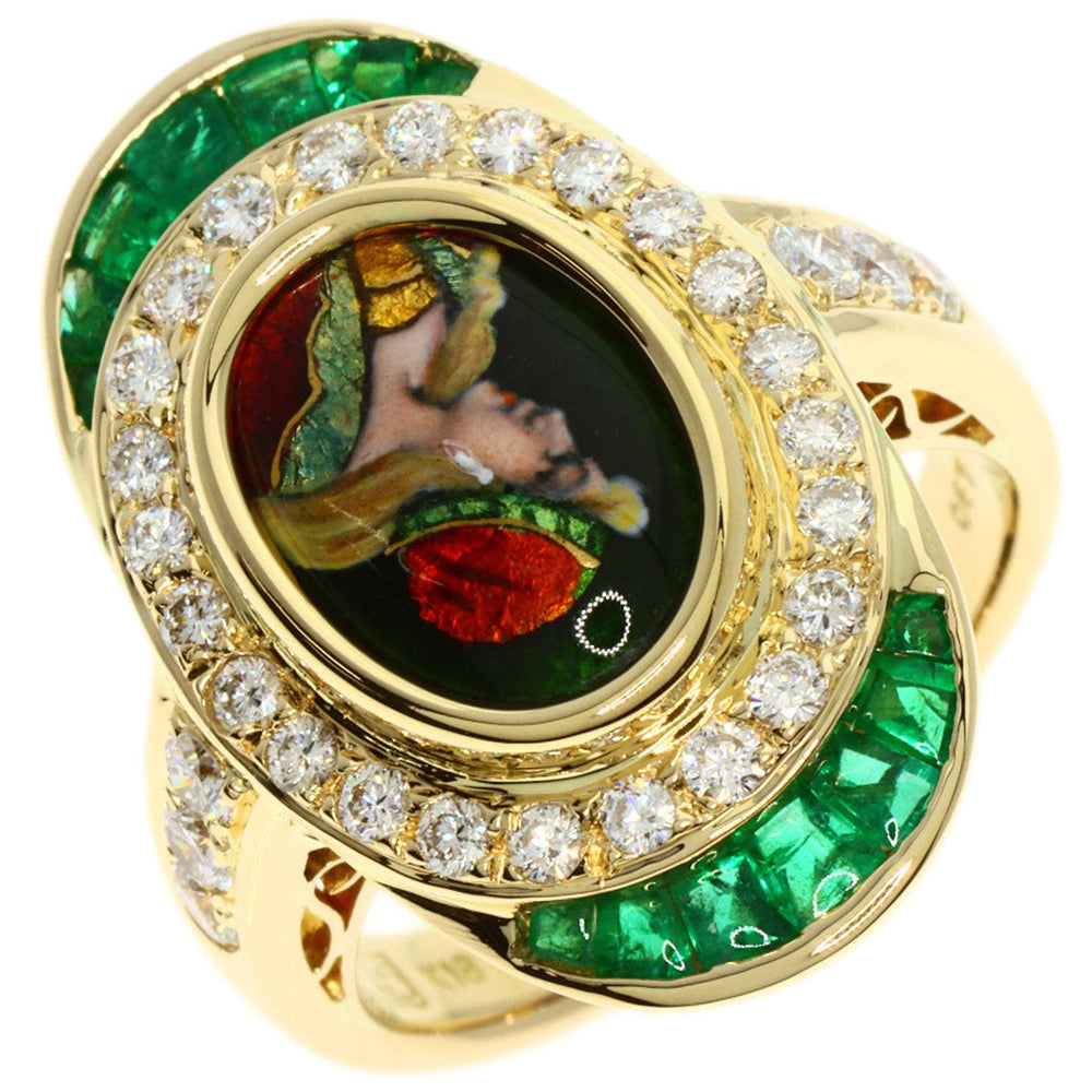 MITSUO KAJI Ring 18K Yellow Gold gold Emayu Emerald Diamond Women Used Authentic