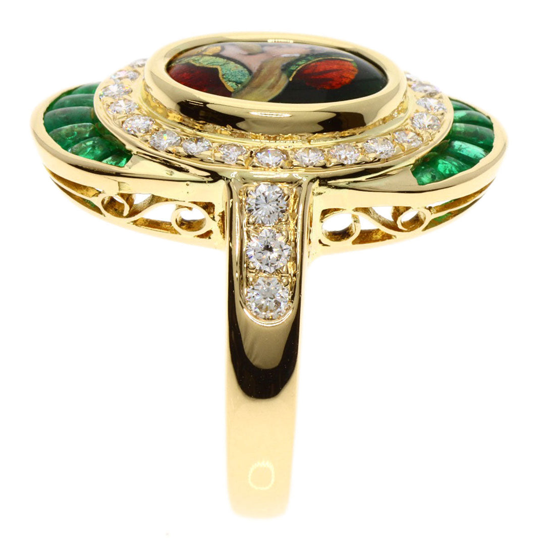 MITSUO KAJI Ring 18K Yellow Gold gold Emayu Emerald Diamond Women Used Authentic