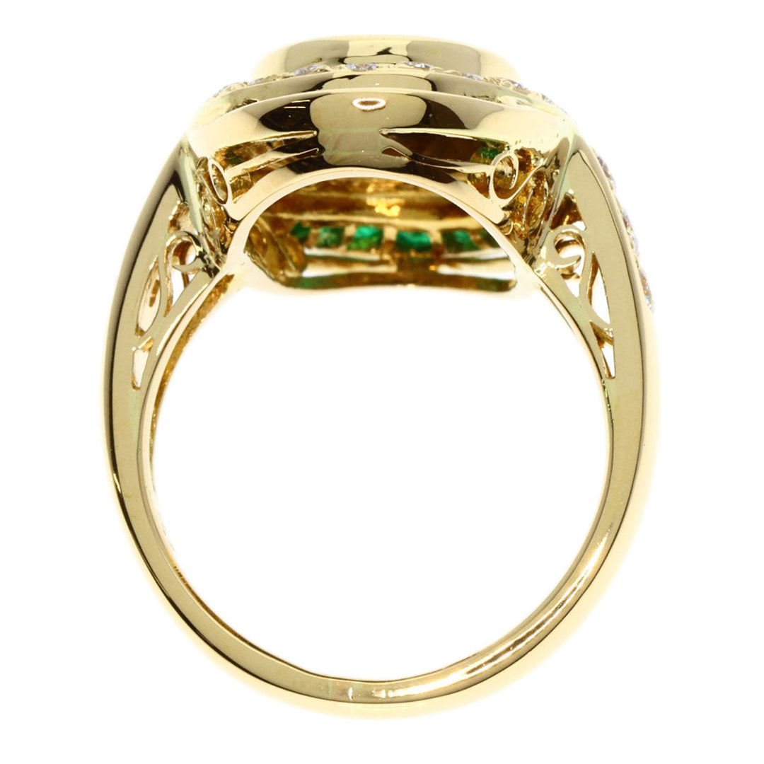 MITSUO KAJI Ring 18K Yellow Gold gold Emayu Emerald Diamond Women Used Authentic